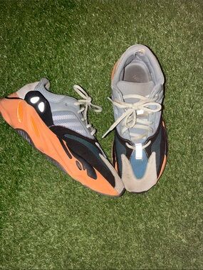 Men's Adidas Yeezy’s Athletic Sneakers - Gray/Blue/Orange